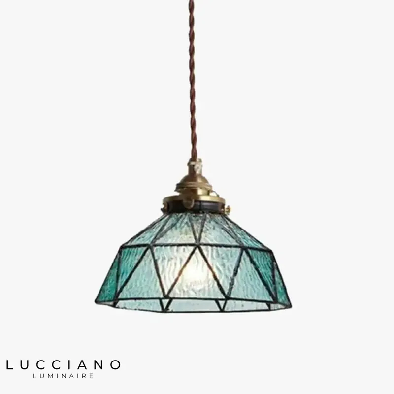 Suspension LED vintage en verre coloré