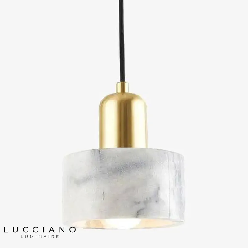 Suspension LED Or et Marbre Blanc