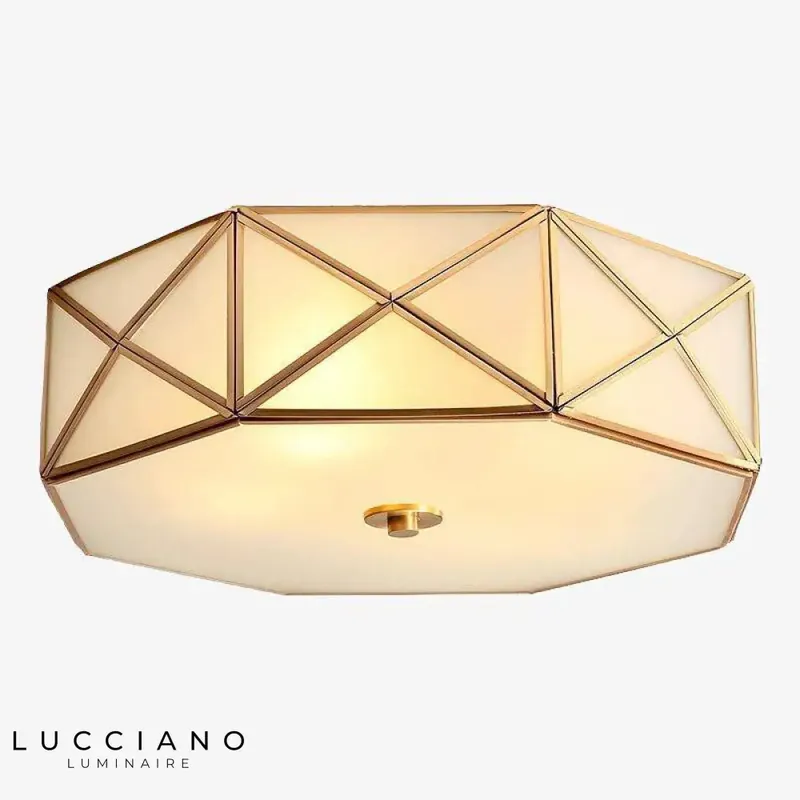 Plafonnier octogonal LED doré rétro