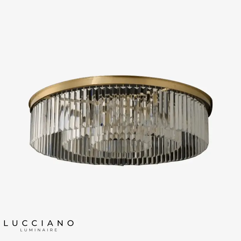 Plafonnier LED rond verre doré