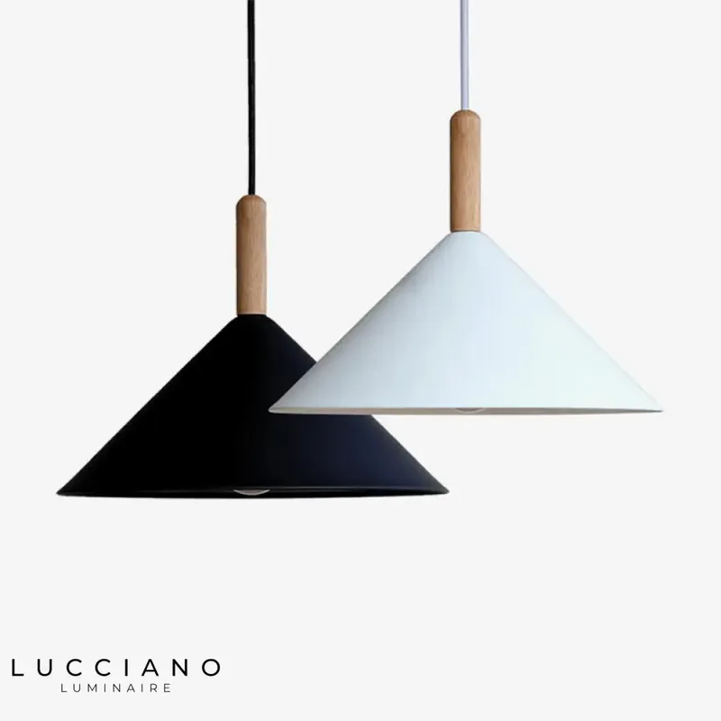 Suspension cône aluminium bois