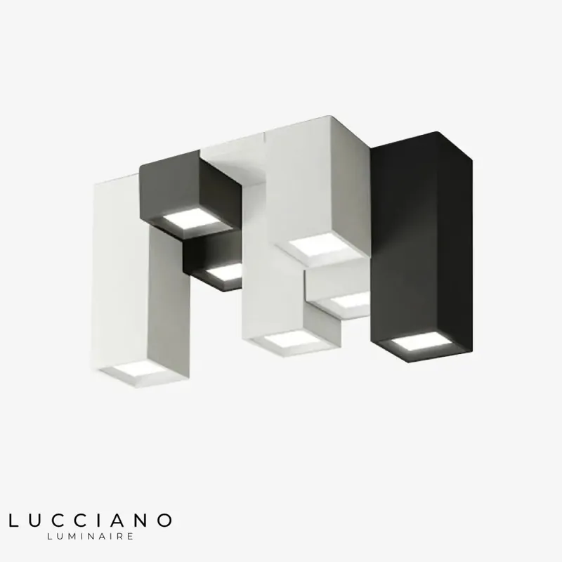 Plafonnier LED géométrique noir et blanc