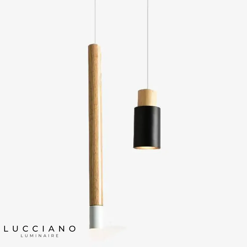 Lampe suspendue bois tube Botimi