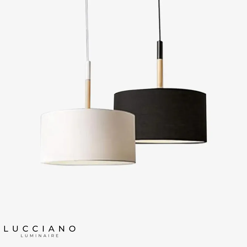 Suspension LED moderne tissu bois