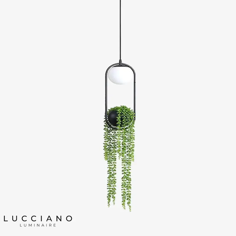 Suspension LED Ovale Métal Noir Moderne