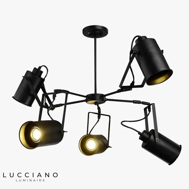 Lustre LED rétro noir spots Loft