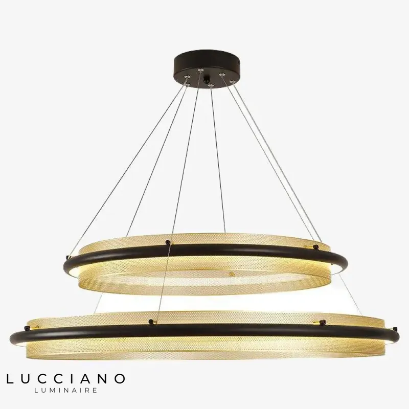 Lustre LED Anneau Métal Doré Luxe