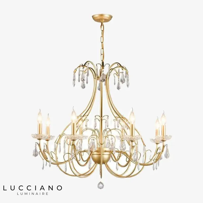 Lustre doré LED baroque cristal
