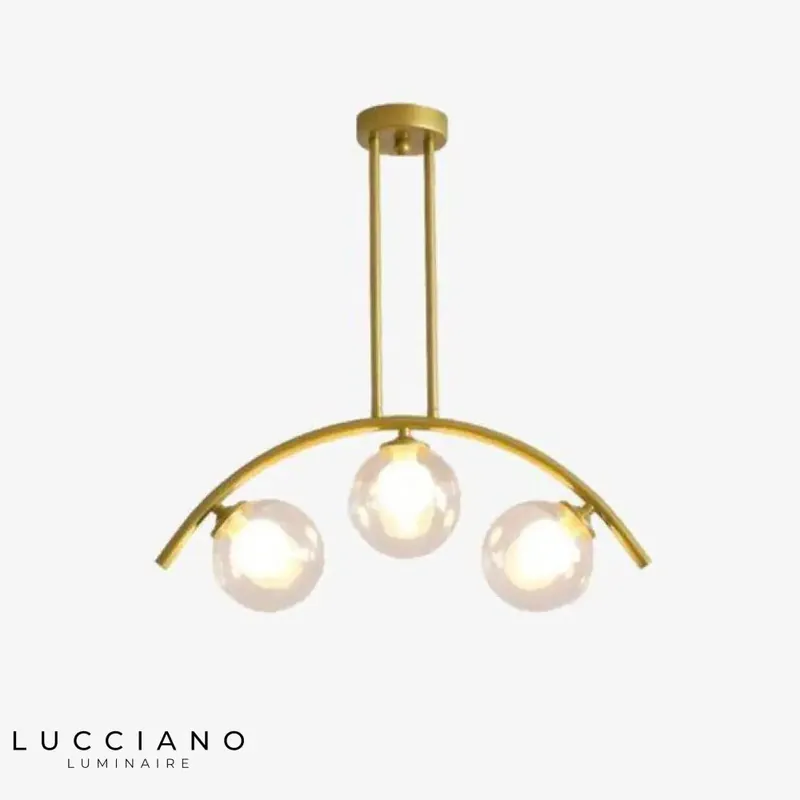 Lustre LED Doré Design Verre Boules