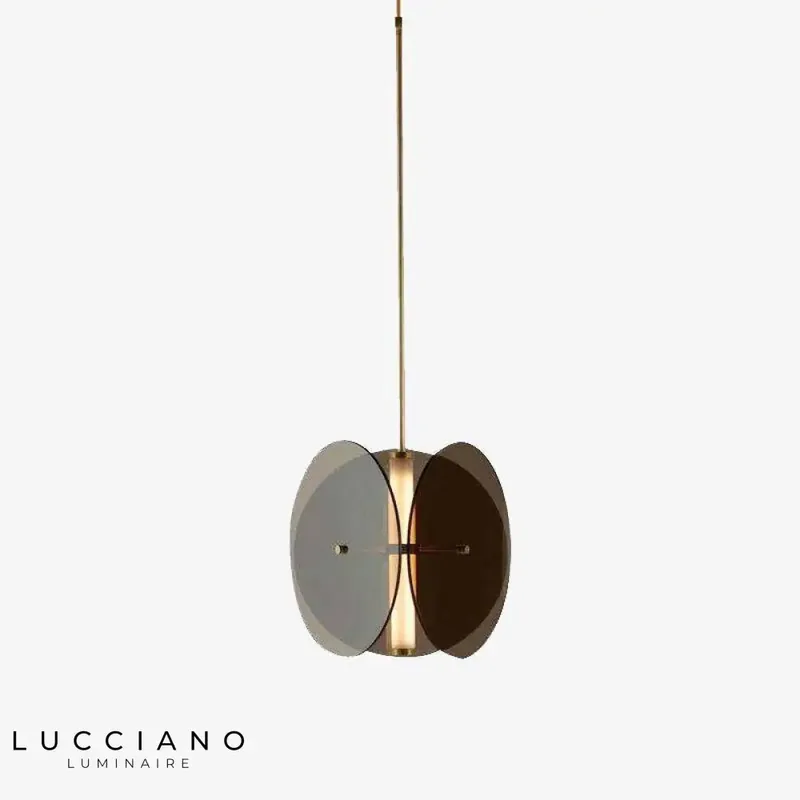 Suspension LED, disques en verre fumé
