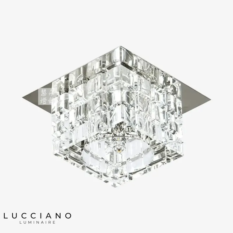 Plafonnier Cristal Cubique Chrome