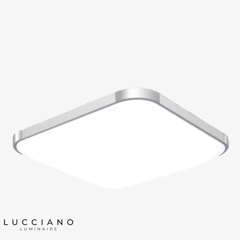 Plafonnier LED carré chromé arrondi