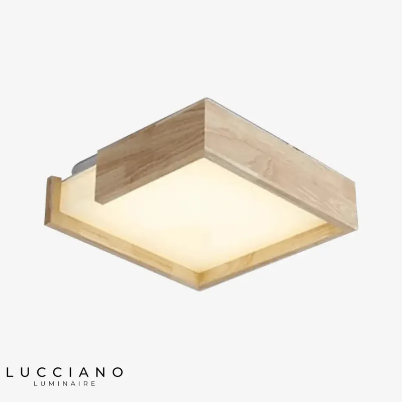 Plafonnier LED Carré en Bois