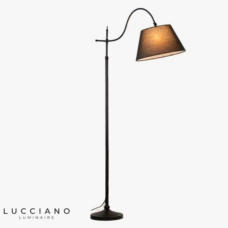 Lampadaire LED rustique avec abat-jour tissu