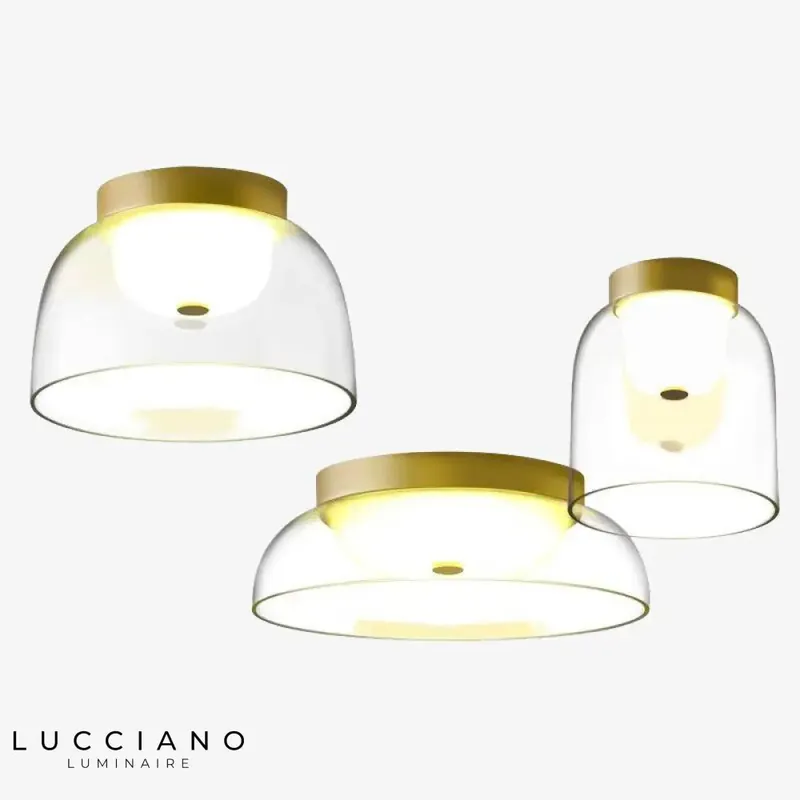 Plafonnier rond doré en verre tailles