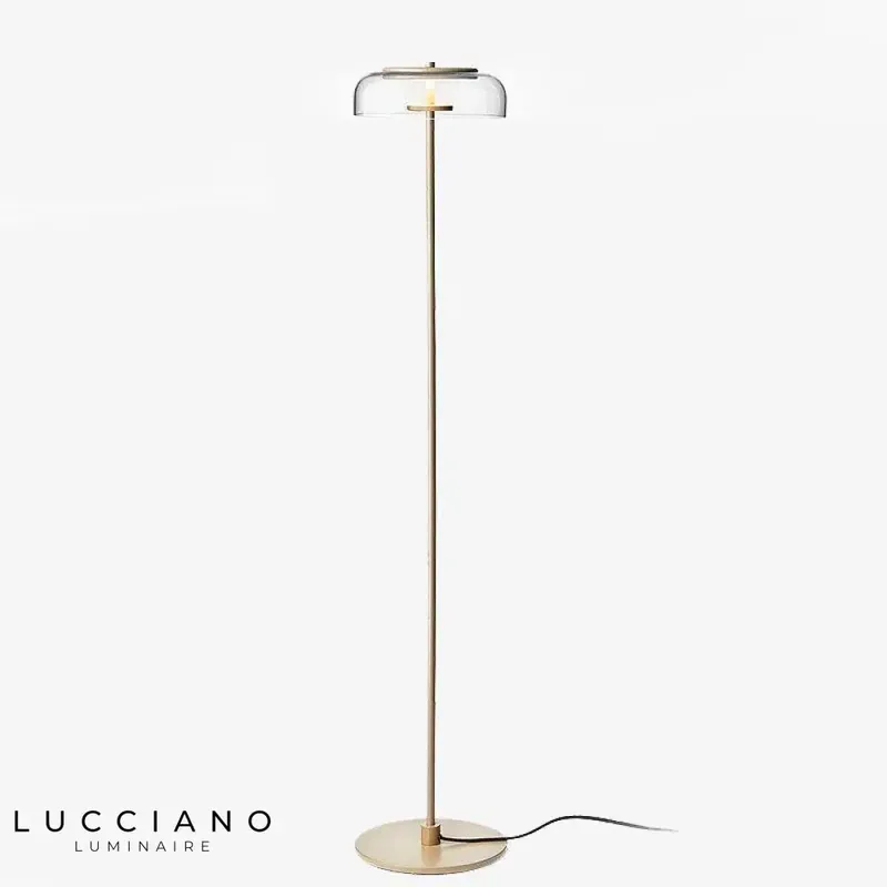 Lampadaire doré verre arrondi