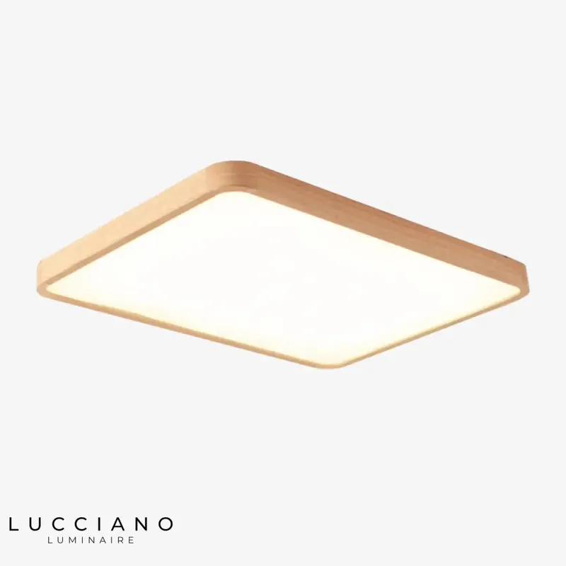 Plafonnier LED Bois Rectangle Arrondi
