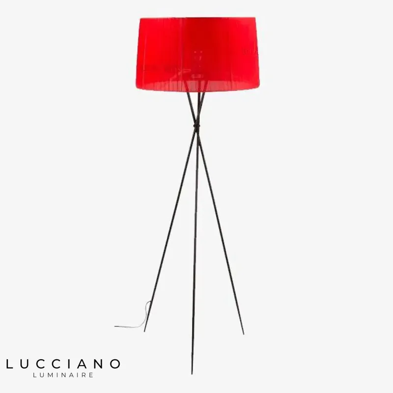 Lampadaire Croisé Tissu Rouge Nordic