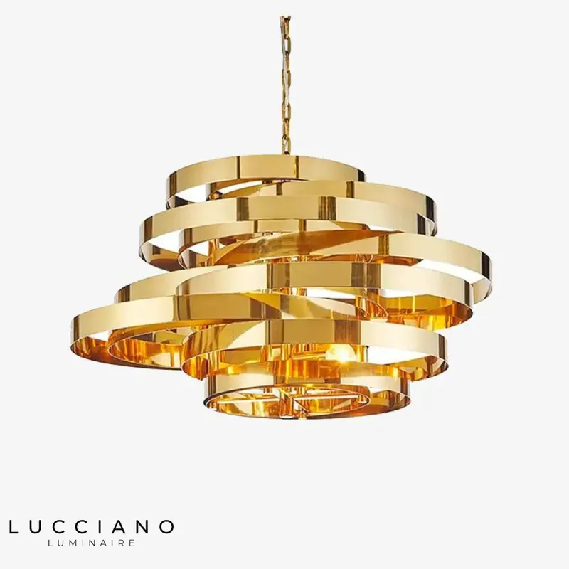Lustre LED Anneaux Doré Tornado