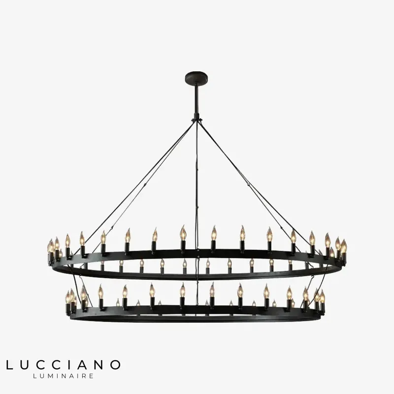 Lustre vintage anneau métal noir