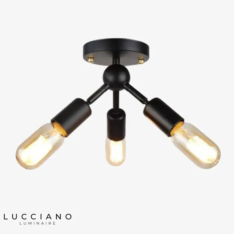 Plafonnier Industriel LED Noir Trois Lampes