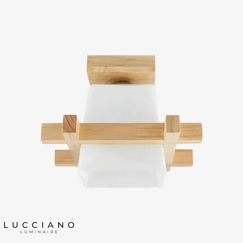 Plafonnier LED Cubique Japonais Bois