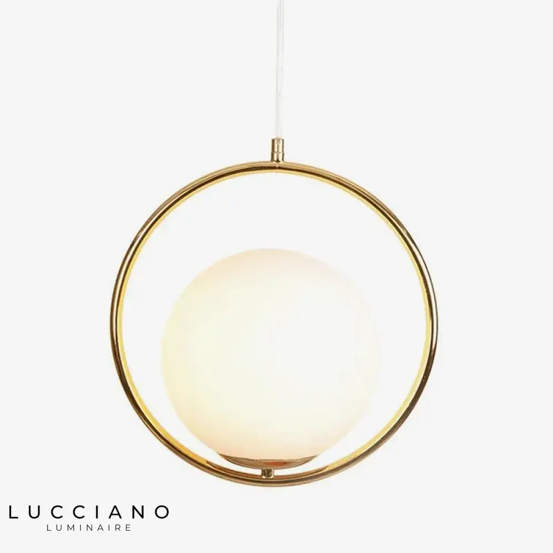LED Design Suspendu, Anneau Or, Verre Luxe
