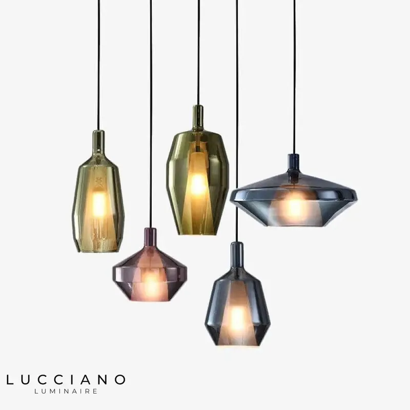 Suspension LED en verre coloré