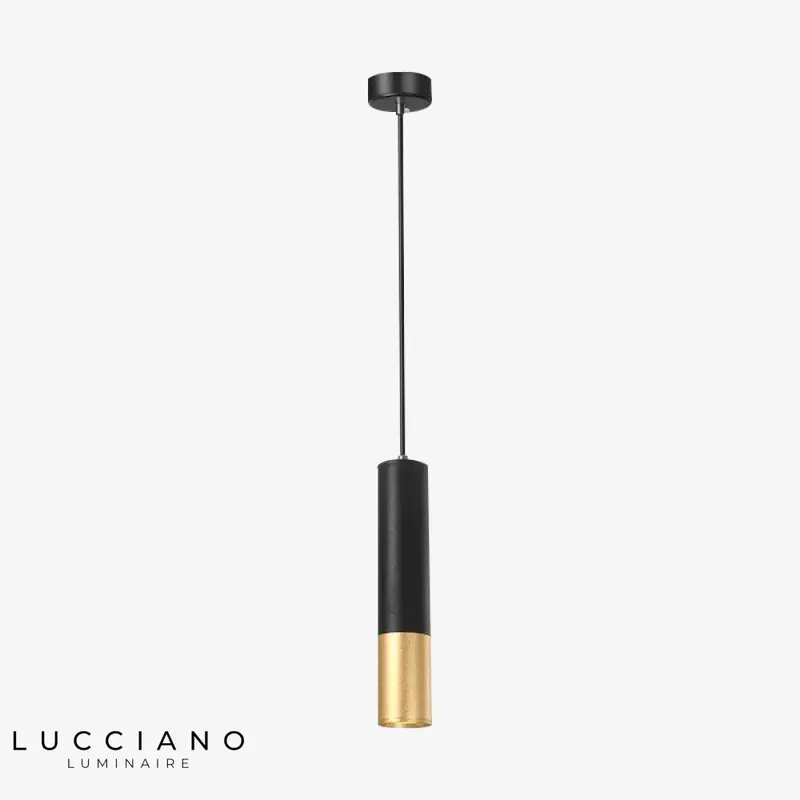 Suspension LED Cylindre Noir-Or Design