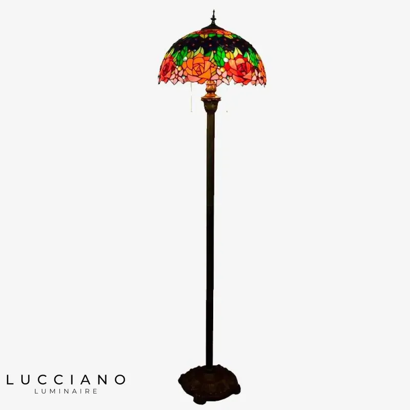 Lampadaire Tiffany vitrail vert Glaze