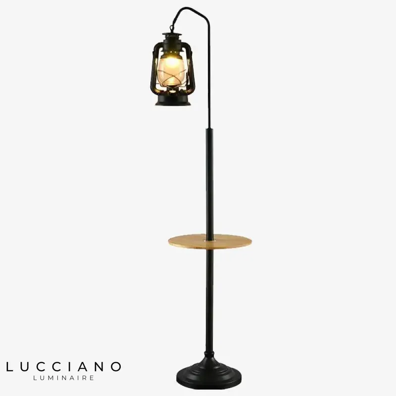 Lampadaire LED rétro avec table vintage