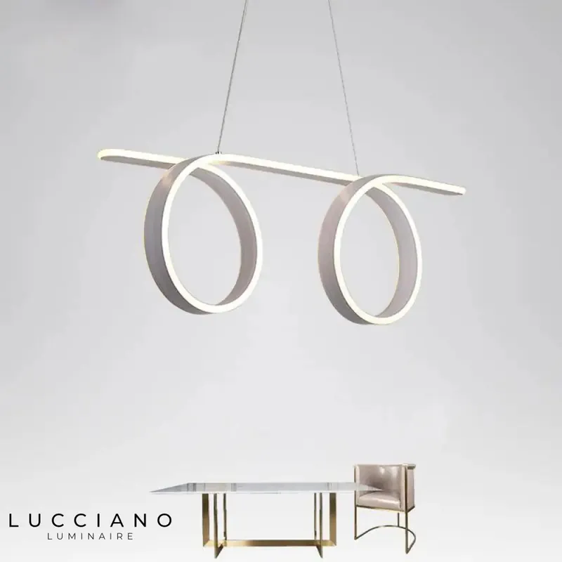 Double Boucles LED Suspension Blanche