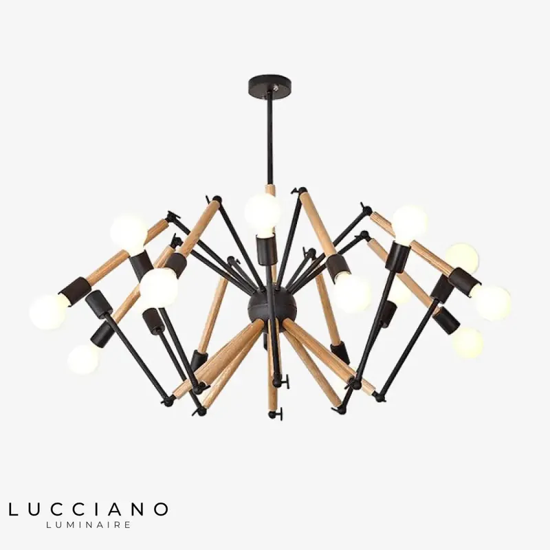 Lustre LED en bois articulé