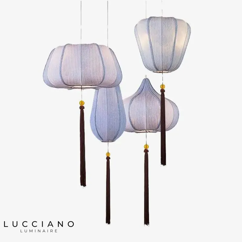 Suspension LED chinoise en tissu