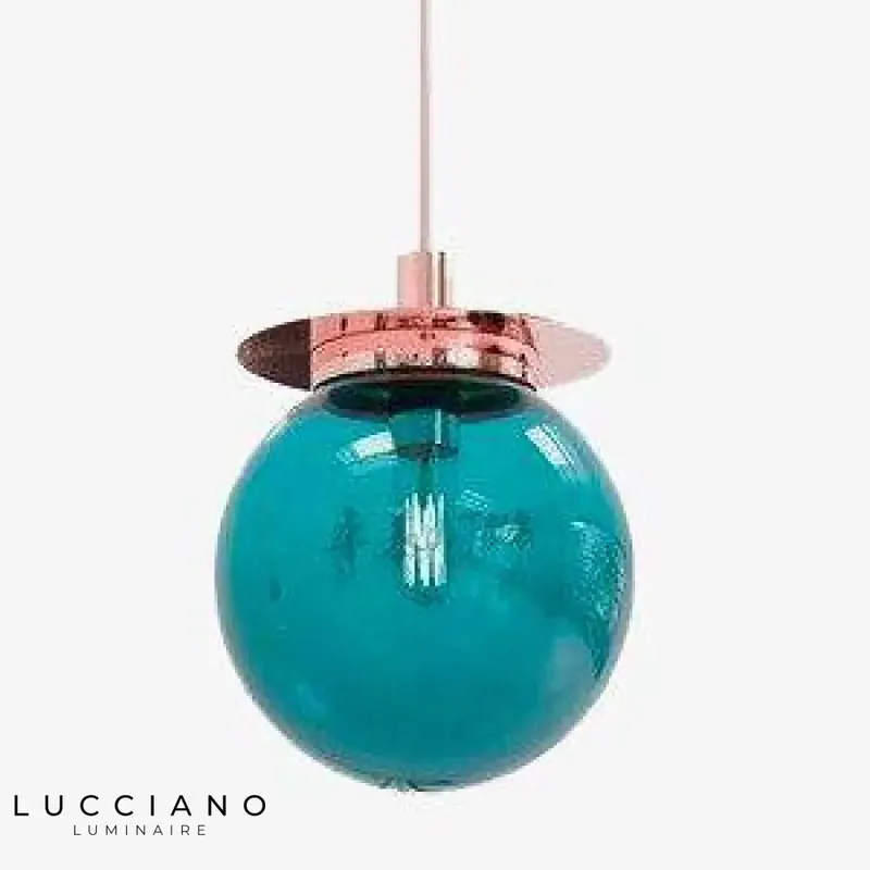 Suspension en verre doré moderne