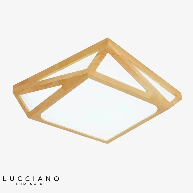 Plafonnier LED bois formes symétriques