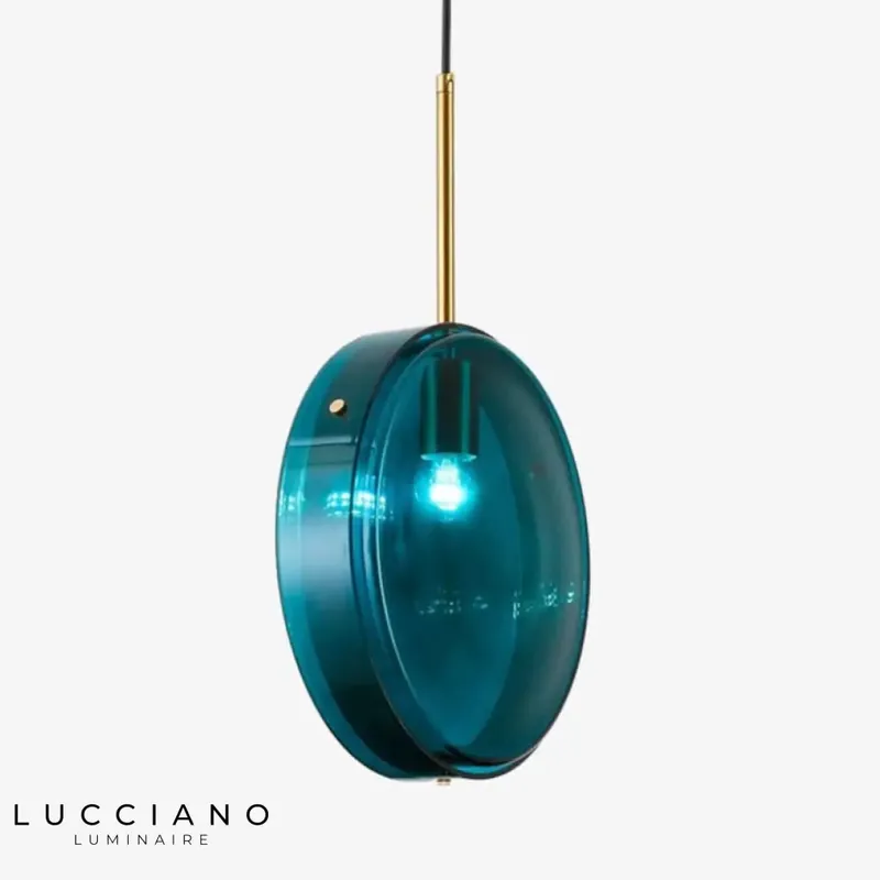 Suspension Arrondie Verre Bleu Harpais