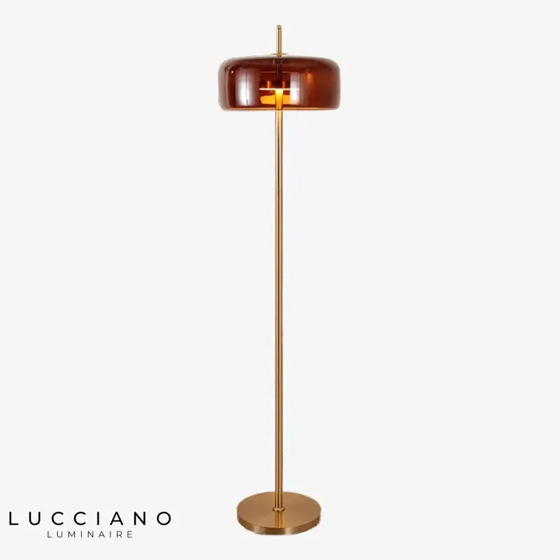 Lampadaire design verre fumé arrondi