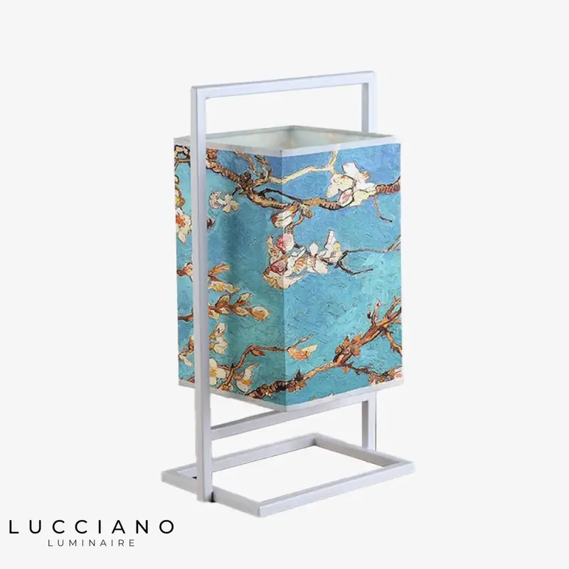 Lampe bureau rétro tissu métal blanc