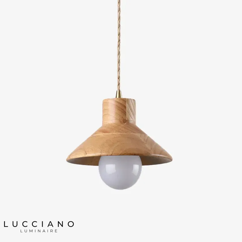 Lampe moderne avec abat-jour en bois