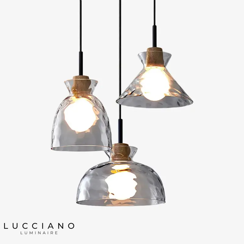 Lustre moderne abat-jour verre Dante