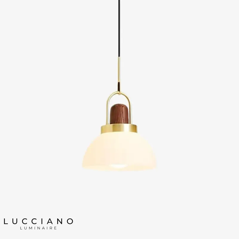 Suspension LED moderne verre et bois