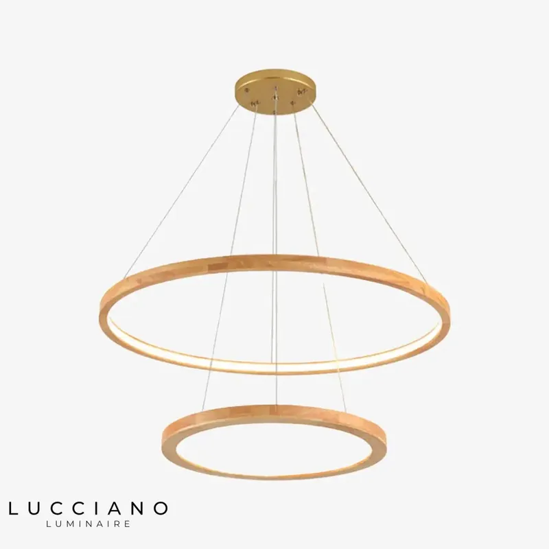 Lustre scandinave bois Arya 2 anneaux
