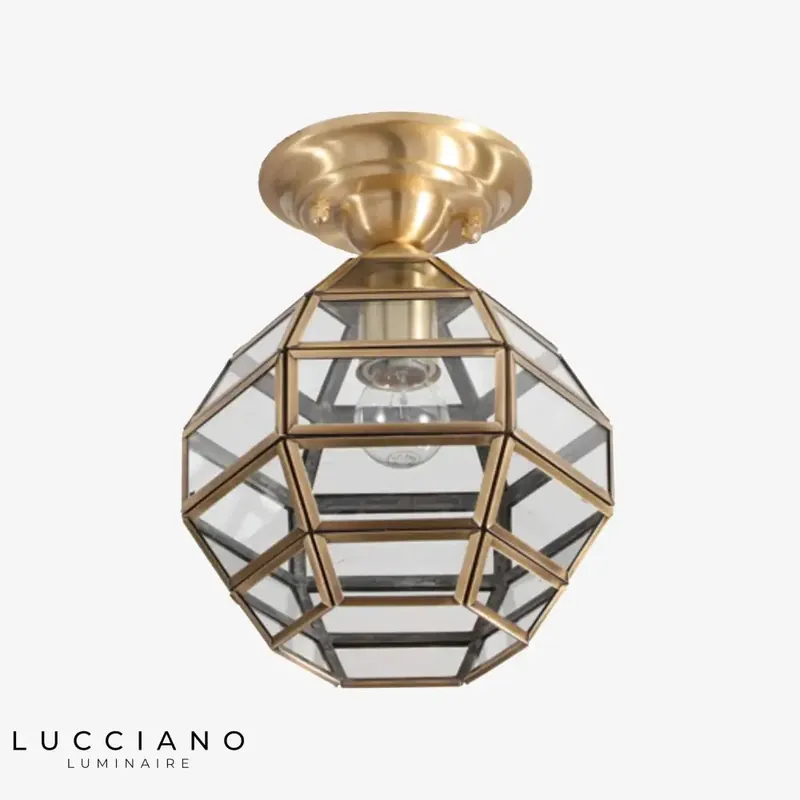Luminaires plafonnier cuivre verre Loxia