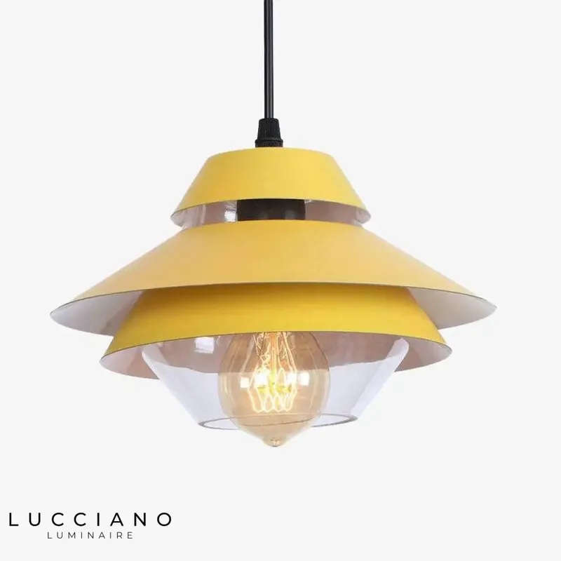 Suspension LED vintage métal et verre coloré