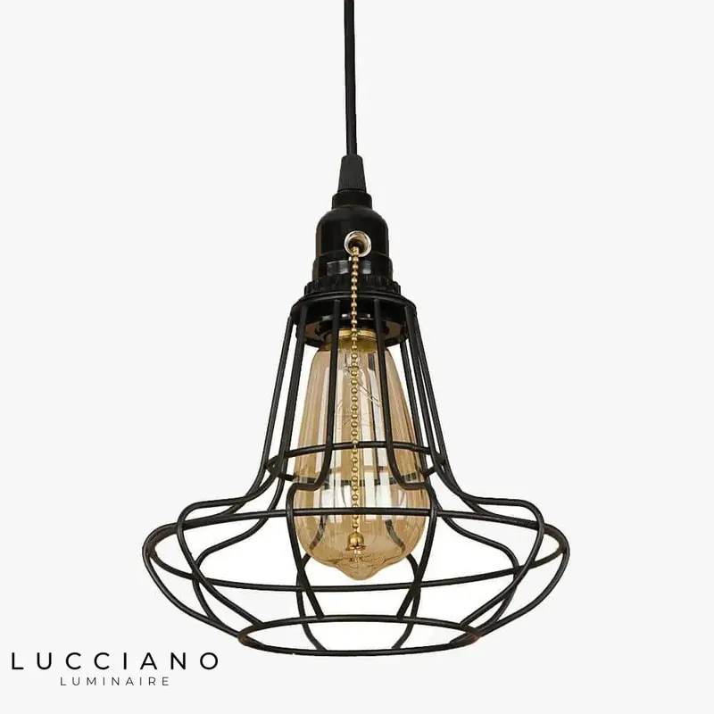 Suspension LED vintage cage métallique