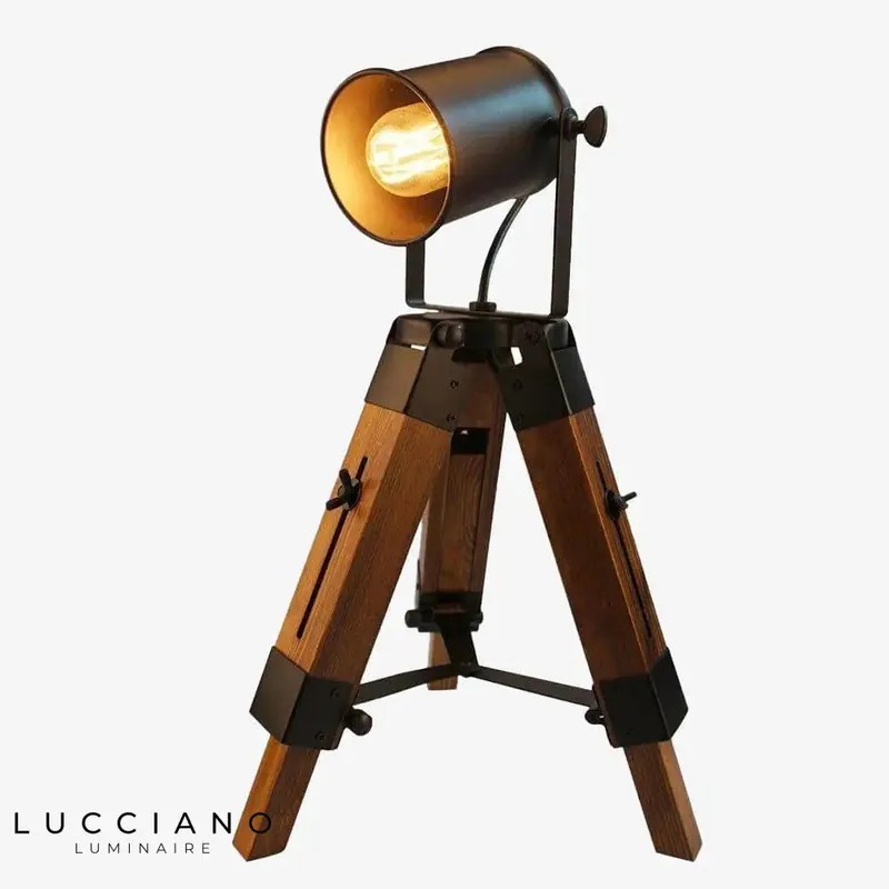 Lampe Tripod Vintage Bois LED