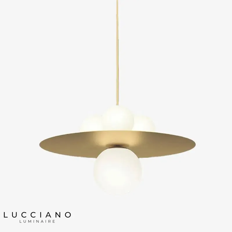 Suspension LED disque doré verre Loft