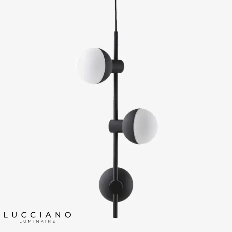 Lustre LED noir avec boules en verre