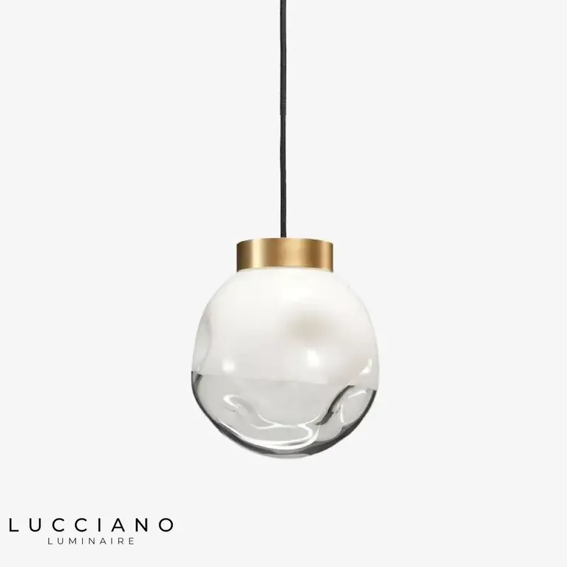 Suspension LED verre métal doré Hang